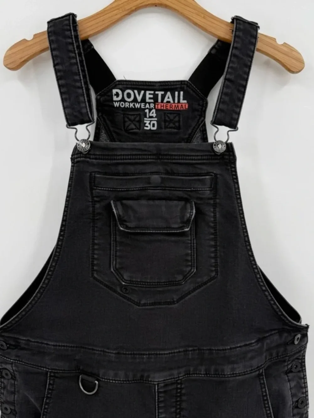Dovetail Workwear Freshley Hotswap Thermal Denim Overalls - Black - 14x30 - Picture 3 of 9